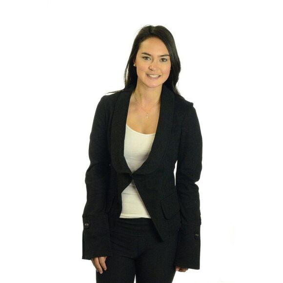 Fluxus Black Round Collar Button Wide Cuffs Blazer - Picture 1 of 3